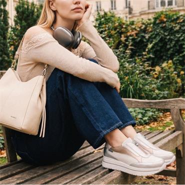 Marco Moreo Pompei Front Zip Platform - White Gold Silver